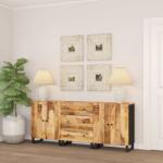 vidaXL Set 3 servante din lemn de mango nefinisat, 60 x 33 x 75 cm (3143638) Comoda