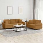 vidaXL Set de canapele cu perne, 2 piese, maro, catifea (3202277) Canapea
