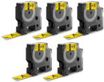 DYMO Set 5 etichete din vinil DYMO Rhino ID1 19 mm negru pe galben pentru avertizari si zone de risc 18433 (18433P5)