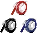 AIMO Set 3 etichete embosabile 3D compatibile DYMO Omega 9 mm rosu, albastru si negru pentru organizare acasa S0847750 (S0847750S3)