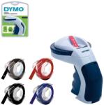 DYMO Set aparat de etichetat manual DYMO Omega cu 3 benzi embosabile rosie, albastra si neagra pentru etichete 3D si organizare acasa, la birou si in atelier DY12748PP (S0717930PP)