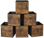 Songmics Set 6 cutii depozitare pliabile cu design retro, 30x30x30 cm (RFB102B01)