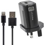 Cellularline Încărcător de călătorie CELLULARLINE cu priză USB de 12 W, cu împământare + cablu Lightning, NEGRU (ACHKITMFI12WUKK)
