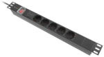 Lanberg PDU-05F-0200-IEC-BK 19" 1U 5xSchuko aljzat C14 csatlakozóvéggel 2m fekete elosztósor kapcsolóval (PDU05F0200IECBK) - prodots