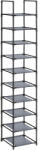 SONGMICS Suport pentru pantofi cu 10 nivele, cadru metalic, rafturi din textil, 33x33x173cm, gri (EZ-LSR110G01) Raft