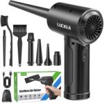 LUCKEA Elektromos Légfúvó PC Tisztításhoz - 3 Sebességes Air Duster 6000 mAh Akkumulátorral, LED Fénnyel, Billentyűzet és Laptop Tisztító Levegőfúvó