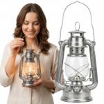 Glimmerstone Retro Lámpa Olaj Ezüst Vintage Lampion Lámpa 24cm Nagy (5905261460929)