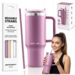 Berdsen Vákuumos termosz bögre szívószál szettel 1180 ml Berdsen rózsaszín