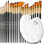 25 db-os ecsetkészlet, Tritart, 2 festőpaletta, fekete/arany (tt29-25pcs-brush-assort)