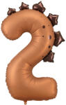  PartyDeco Szám Fólia Lufi, Dinoszaurusz, 2-es Szám, Barna, 92 cm (FB315-2)