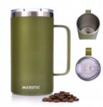 Majestic Sport Thermo Bögre Kávéhoz Kempingezéshez Nagy Túra Acél Füllel 650 ML (KUM19_G)