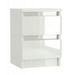 ComfortCove Éjjeliszekrény Fehér fényes 30 cm Két fiókos Hálószoba asztal Modern (DK2 30 WHITE-GLOSS)