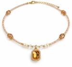 Borealy Colier Champagne Elegance cu pandantiv auriu E i Cristale champagne , (ALI747)