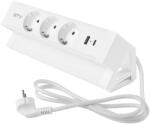 GTV Priza birou BASCO, 3xSHUKO, USB A+C, alb (AE-GMBAS3S2U-10)