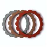 Mushie inel gingival de mână din silicon FLOWER Variantă: Cambridge Blue / Clementine / Natural