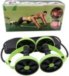 EMC ONSHOP Aparat Fitness Multifunctional pentru Abdomene si Tonifiere EMC ONSHOP®, Roata Dubla cu Benzi Elastice de Rezistenta, Unisex (MNY-28-37)