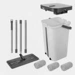 JOYMOOP Mop plat cu storcator JOYMOOP, Galeata 2 compartimente 11L, Sistem apa curata/murdara, 3 rezerve, Rotatie 360? , Stoarcere fara maini