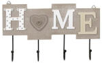 Home Umeras de perete, Home, 4 carlige, Lemn/Metal, 28x16.5 cm, Gri
