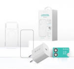 DEVIA Incarcator retea Devia Set 4 in 1 pentru iPhone 17 Incarcator retea GaN PD 30W + husa silicon Magsafe + folie sticla Military-Grade cu aplicator + folie sticla camera (DVSIRHMIXVII)