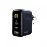 Baseus Захранване за ел. мрежа с 2xUSB-C и USB-A изходи с технология за бързо зареждане - Baseus PicoGo AE21 Digital Display Fast GaN Wall Charger 100W (E0121B00) (E0121B00)