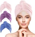 TYPEC Set 3 Prosoape / Turbane din Microfibră pentru Uscarea Părului, Bonetă Elastică cu Nasture, Ultra-Absorbante, pentru Femei și Copii Prosop