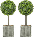 Homcom Műnövény, buxus gömb, cserépben, 2 db szett, 50 cm (830-993V01GN)