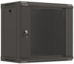 Lanberg WF03-5309-10B 19" 9U SZÉL: 540mm MÉLY: 350mm MAG: 500mm lapraszerelt üvegajtós fekete fali rack szekrény (WF03-5309-10B) - bbmarket