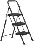 Amazon Basics 3 lépcsős összecsukható létra, acél szerkezet, csúszásgátló lábakkal, 150 kg teherbírás, 100, 8 cm magasság, EN 14183, fekete