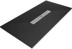 Mexen Toro kőhatású SMC zuhanytálca 180 x 80 cm, fekete, inox takarólemezzel, szifonnal (43708018)
