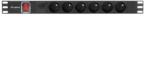 Lanberg PDU LANBERG 19" 1U, 6 Prize Type E, 16A, 4000W, Cablu 2 m, Protecție Supratensiune (PDU-06E-0200-BK)