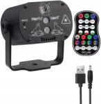  Lézer Projektor Disco Rgb Led 3 az 1-ben Usb Hangvezérlésű Időzítő Funkcióval (LAMPY DYSKOTEKOWE)