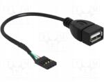 Delock Kábel; Usb 2.0; Usb A aljzat, 4pin tipli csatlakozó; 0, 2m; fekete (83291)