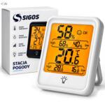 Sigos Szobahőmérő Időjárás Állomás Higrométer LCD Érintőképernyős Háttérvilágítás (STACJA POGODOWA POGODY TERMOMETR HIGROMETR)