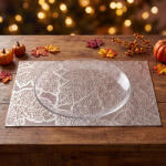 Bewello Tányéralátét - levélmintás - PVC - 45 x 30 cm - ezüst Bewello 59051B (59051B)