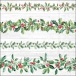 Ambiente Karácsonyi szalvéta - magyal girlandos - Leaf Garlands grey (VR-33320965)