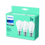 Philips 3x E27 Led izzó A60 8W (60W kiváltás) 806lm 4000K Semleges fehér fény (929002306303)
