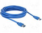 Delock Kábel; Usb A aljzat, USB A dugó; aranyozott; 5m; kék; Cu; 5Gbps (82541)