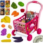 RicoKids Bevásárlókocsi Bevásárló kosár gyerekeknek 3az1ben Oktató játék Rózsaszín (4901756354897)