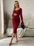 Shein Bordó Kismama MIDI Ruha PK01 unh Xs