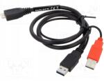 Delock Kábel; Usb A dugó x2, USB B micro dugó; 0, 6m; fekete; 24AWG, 28AWG (82909)