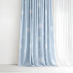 Goldea draperie de crăciun din 100% bumbac - fulgi pe albastru 200x150 cm