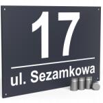 Printima Rozsdamentes házszám Címtábla házszámmal 32x21 cm Távtartók (Tabliczka Adresowa 32x21 Antracyt 4 Dystanse)