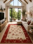 LOTOS Covor Lotos 551-120, Marime 150 x 230 cm, Crem, Rosu, Inaltime Fir 8 mm, Antialergic, Polipropilena, Living, Dormitor, Sufragerie, Birou Covor