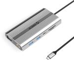 ORICO XDR 12in1 USB-C Docking Station USB-A USB-C HDMI 4K VGA RJ45 Gigabit PD 100W SD and microSD Card Reader - Silver (ORICO-XDR-X22-SV-BP) - forit