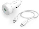 Hama FIC E3 Autós Töltő PD 20W + Lightning - USB Type-C Adatkábel Mobil