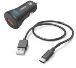 Hama FIC E3 Autós Töltő USB 3A QC 19.5W + USB Type-C Kábel Mobil