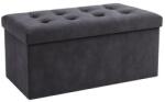 ZOLA Összecsukható XXL puff tárolóhellyel, Zola, 110 literes kapacitás, 76 x 38 x 38 cm, vízálló, MDF, bársony, sötétszürke (ZY12613QWS30)