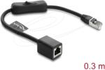 Delock Cablu RJ45 Delock, priză cu dop, cu comutator, Cat. 6 F/UTP, 0, 3 m, negru