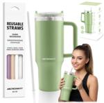 Berdsen Cana termică vacuum cu paiuri, 1180 ml, Berdsen, verde (J-378803-378901)