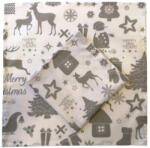  Karácsonyi mintás textil szalvéta-szürke -fehér karácsonyi mintával/35x35cm